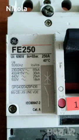 Шалтер прекъсвач General Electric FE 250  - трифазен 250A , снимка 2 - Ключове, контакти, щепсели - 48201975