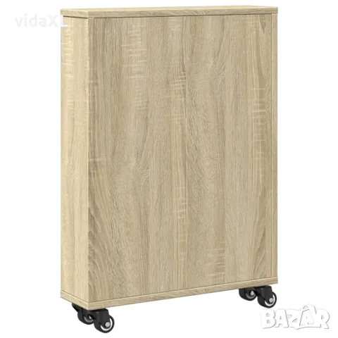 vidaXL Тясна количка за съхранение, дъб сонома, 48x13x68 см, инженерно дърво, снимка 6 - Кутии за съхранение - 56148297