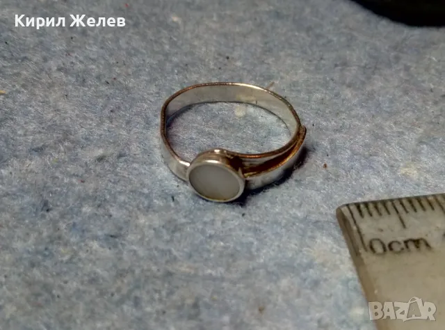 СТАР СТИЛЕН СКЪПОЦЕНЕН СРЕБЪРЕН ПРЪСТЕН СРЕБРО ВИСОКА ПРОБА с ШЛИФОВАН БЯЛ АХАТ РЪЧНА РАБОТА 49246, снимка 5 - Антикварни и старинни предмети - 48987205