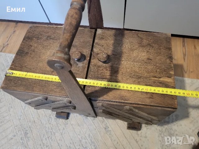 Антикварна голяма дървена разгъваема кутия, снимка 8 - Колекции - 47490990