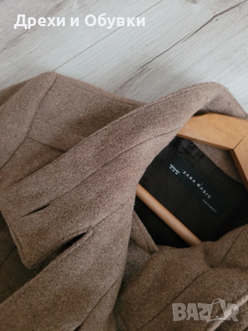 Палто в кафяв цвят ZARA вълна, снимка 6 - Палта, манта - 52811197