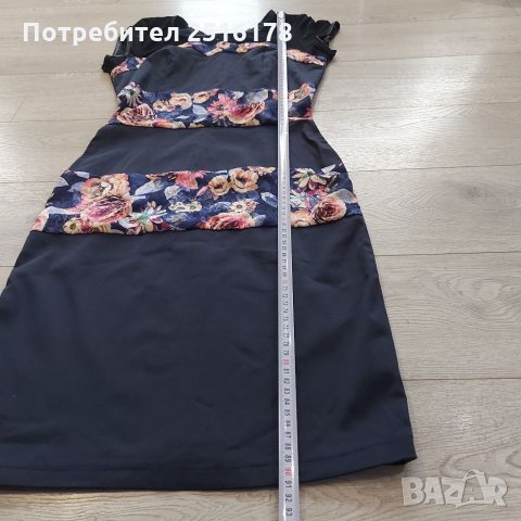 Тъмносиня рокля с флорален акцент!!!, снимка 6 - Рокли - 34856614
