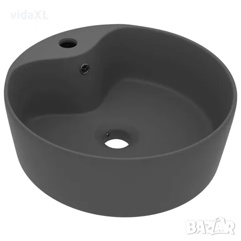 vidaXL Луксозна мивка с преливник тъмносив мат 36x13 см керамика, снимка 1 - Мивки - 56146113