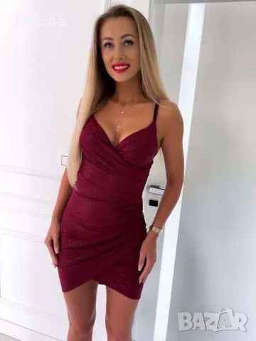 Дамска къса рокля с брокат, снимка 4 - Рокли - 47889841