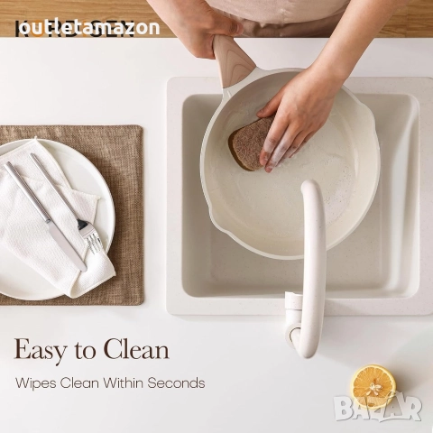 тигани Kordisen с незалепващо покритие и капак, 3 керамични тигана за готвене, нетоксични, снимка 4 - Съдове за готвене - 52882549