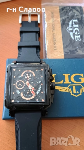 Мъжки Chronograph LIGE Black Onix, снимка 2 - Мъжки - 51655447