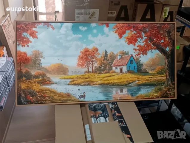 Голяма картина на платно Hyidecorart Селска Вила, 50x100 см, с красива дървена рамка, снимка 8 - Картини - 55729281