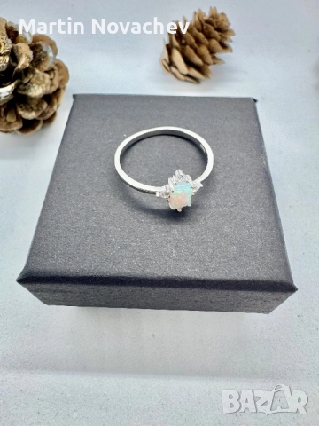 Сребърен пръстен с етиопски опал, снимка 8 - Пръстени - 52883210