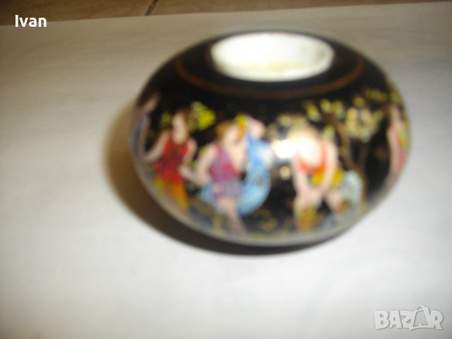 Малък Ръчно Рисуван Свещник-Керамика с Глазура-Гръцка Митология, снимка 18 - Други - 39821582