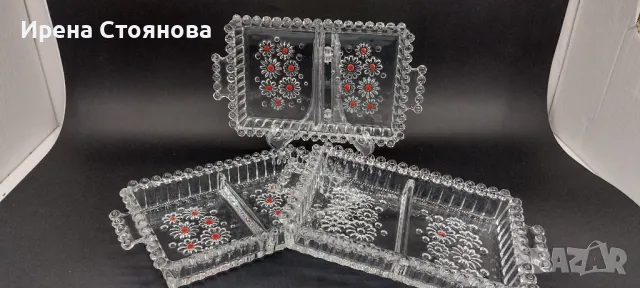 Walther Glas, серия Fabiola. Правоъгълно плато за сервиране с две разделения 25,5/15 см. , снимка 1