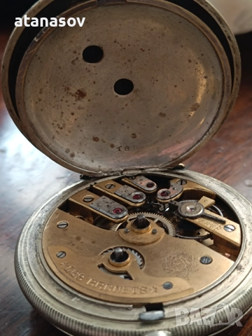 Османски сребърен сачан от 1870. джобен мъжки часовник, снимка 9 - Мъжки - 52250639