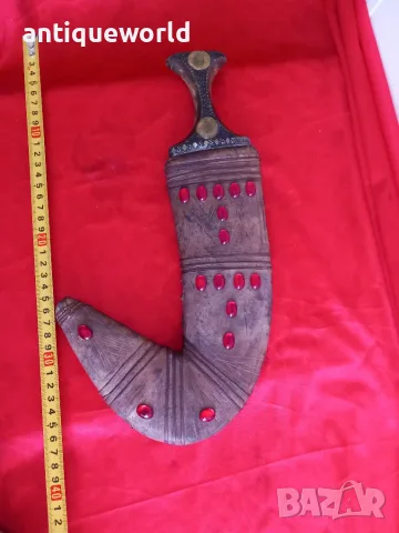 Стар ХАНДЖАР, Кинджал , Кама Дръжка Носорог, Камъни, снимка 8 - Антикварни и старинни предмети - 55958851