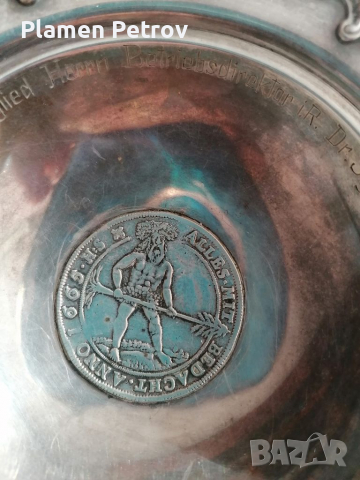 Сребърна чиния , снимка 2 - Антикварни и старинни предмети - 36247558