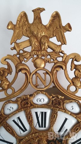 Бронзов рядък стенен механичен швейцарски часовник, снимка 8 - Антикварни и старинни предмети - 42497168