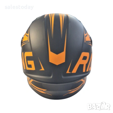 Детска Каска със слюда Racing, Черен/оранжев- Мат, снимка 2 - Аксесоари и консумативи - 53869868