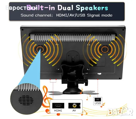 Преносим монитор за кола CAMECHO, екрана за кола 10,1 инча, 1080P Full HD (1024 x 600 16:9, снимка 2 - Аксесоари и консумативи - 48349644