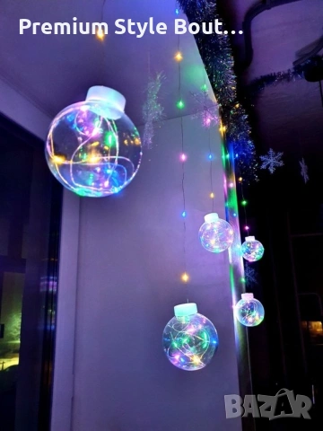 Празнични LED светлини топка с 10 топки в бяла студена и бяла топла светлина SD8, снимка 2 - Лед осветление - 53667000