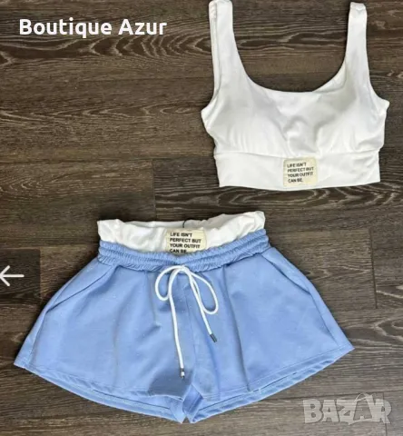 дамски летни комплекти бюстие и къси панталонки с камъни , снимка 3 - Комплекти - 50307196