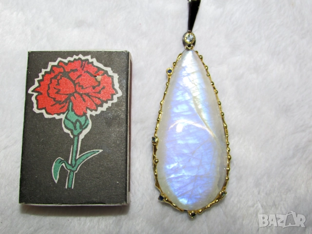 925 сребърно колие с лунен камък 90 карата, подходящо за подарък, снимка 4 - Колиета, медальони, синджири - 51701795