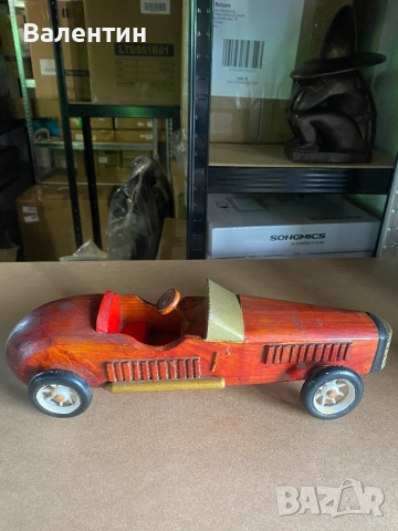 Винтидж състезателна кола от дърво, снимка 3 - Антикварни и старинни предмети - 51951893