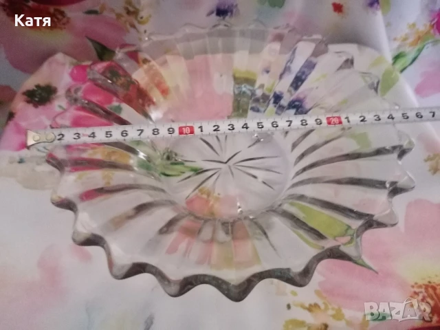 Фруктиера стъклена 60/70 год. , снимка 2 - Чинии - 50674072