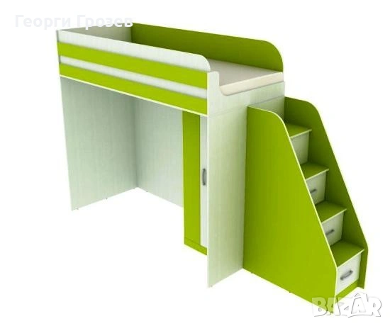 Високо легло и шкаф, снимка 2 - Мебели за детската стая - 53004104