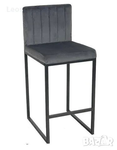 Бар стол Пайпър кадифе в сив цвят, снимка 1