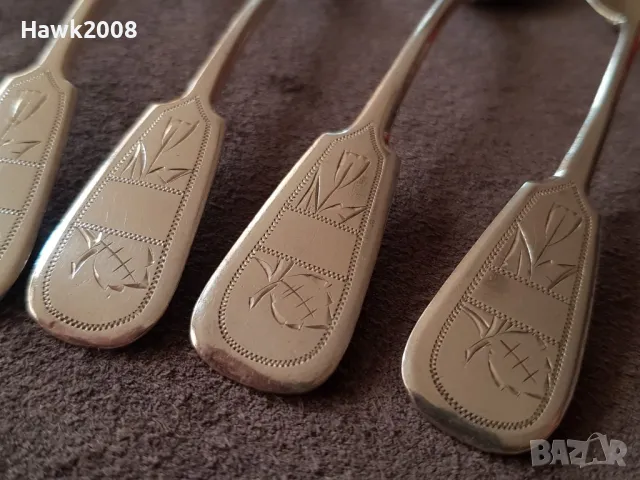 1892 Руска империя Москва сребърни 84 лъжички за кръщене, снимка 4 - Антикварни и старинни предмети - 47608994