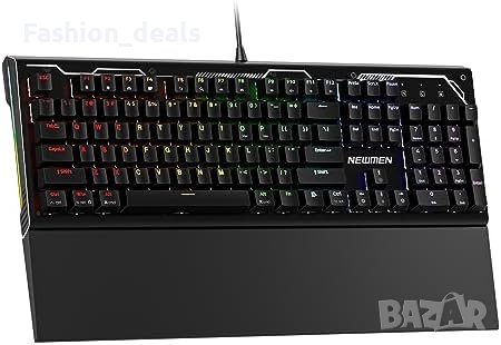 Нова Механична геймърска кабелна клавиатура с RGB подсветка и сгъваема подложка за китката