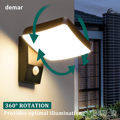 OKELI 18W външна стенна лампа със сензор за движение IP65, топло бяло 3000K, снимка 3 - Външни лампи - 44642559