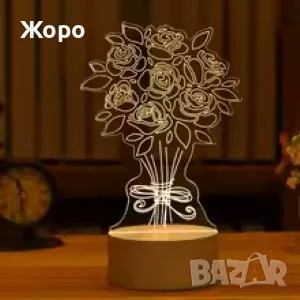 Романтична 3D акрилна настолна нощна лампа-сувенир/подарък за различни поводи, снимка 13 - Настолни лампи - 43715865