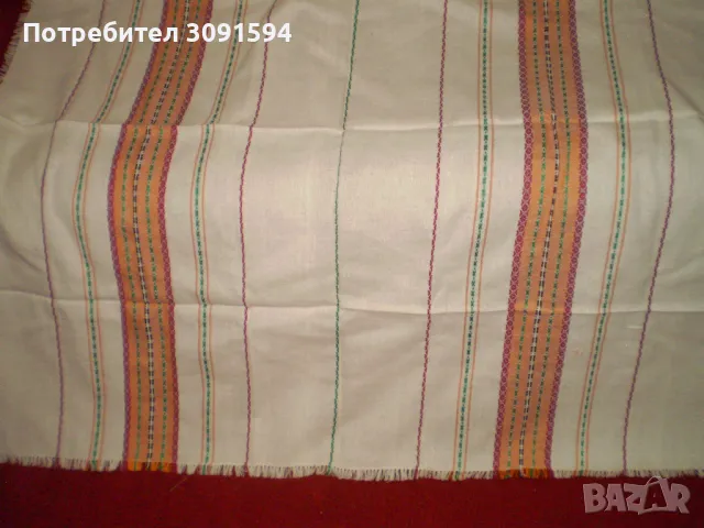 Традиционен българска  покривка в бяло многоцветни мотиви, снимка 8 - Покривки за маси - 48721964