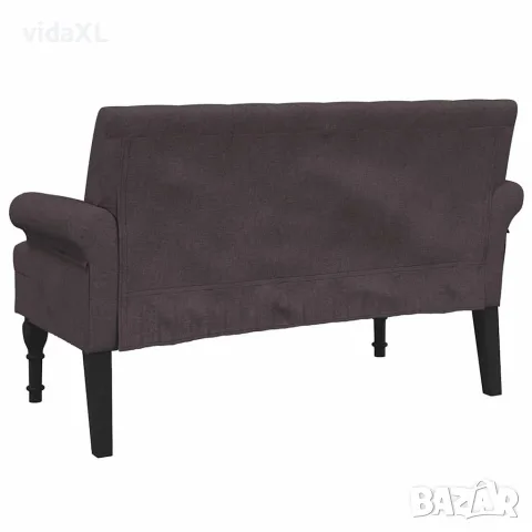 vidaXL Пейка с облегалка, тъмнокафява, 120x62x75,5 см, плат, снимка 5 - Дивани и мека мебел - 56147437