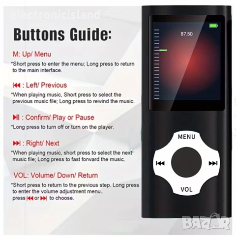 преносим MP3/MP4 плейър с възпроизвеждане на видео, FM радио, USB, MP3, LED, слот за SD карта , снимка 5 - MP3 и MP4 плеъри - 52250648