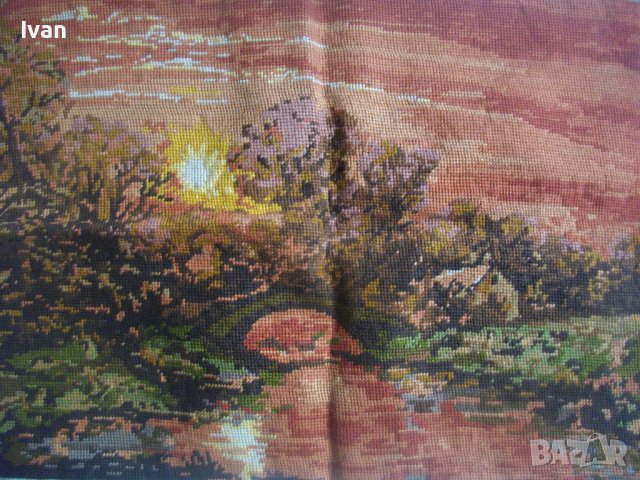 59см х 44 см-Голям Гоблен-ДМЦ Конци-Ръчно Бродиран-Нерамкиран, снимка 4 - Гоблени - 40500467