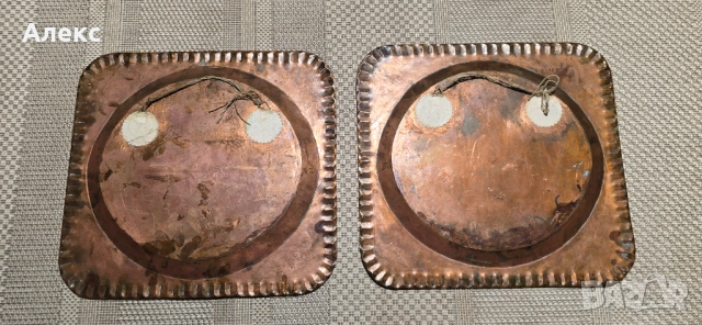 Масивни Арабска, медни кована чинии, 1960г, 2.4кг, снимка 7 - Антикварни и старинни предмети - 52102602