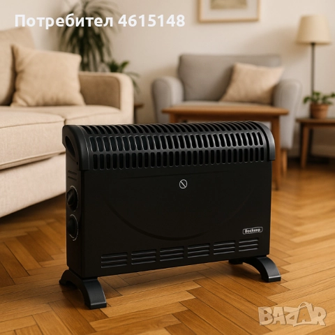 Конвекторен отоплител Rosberg – 2000W, 3 степени, с вентилатор, защита от прегряване, черен, снимка 2 - Други - 51985287