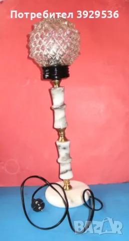 Нова настолна винтидж мраморна лампа с глобус и h=53см, снимка 5 - Настолни лампи - 50358206
