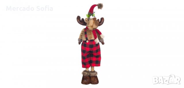 Коледен декоративен елен с Кариран панталон, 75см 