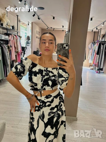 Дамски комплект от две части Топ с дълга пола, снимка 4 - Комплекти - 51013202