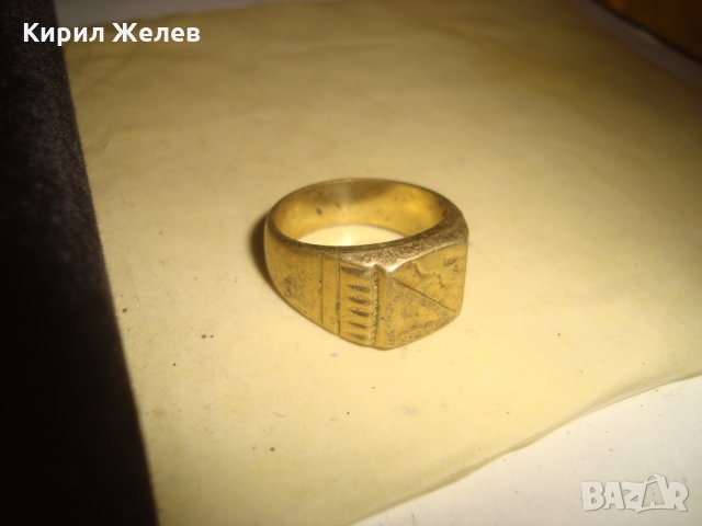 СТАР ПОЗЛАТЕН БРОНЗОВ ПРЪСТЕН ОРНАМЕНТИРАН РЪЧНО МАЙСТОРСКА АРТ ДЕКО ИЗРАБОТКА МАСИВЕН 6021, снимка 6 - Антикварни и старинни предмети - 33866949