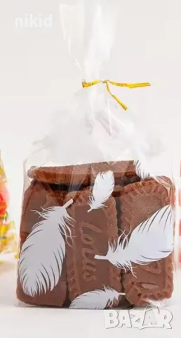 50 бр прозрачни на бели пера перца опаковъчни пликчета торбички за дребни сладки, снимка 2 - Други - 48147519