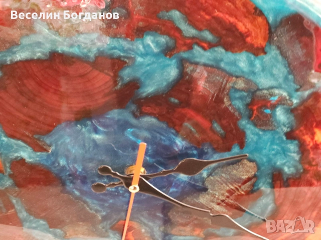 Часовник изработен от епоксидна смола и дърво , снимка 12 - Стенни часовници - 52951974