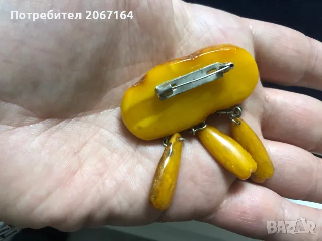 Стара кехлибарена брошка, снимка 5 - Колекции - 49509760