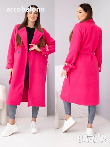 Дамско палто с колан и златни катарами, 4цвята , снимка 11 - Палта, манта - 53687342