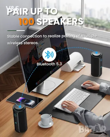 Bluetooth колонка Raymate s7, страхотно свиреща, IPX7 водоустойчив високого, снимка 4 - Тонколони - 47516334