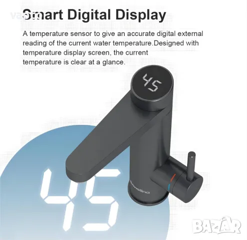 Проточен смесител с нагревател за кухня и баня BM71-Gray, снимка 11 - Смесители - 49438787