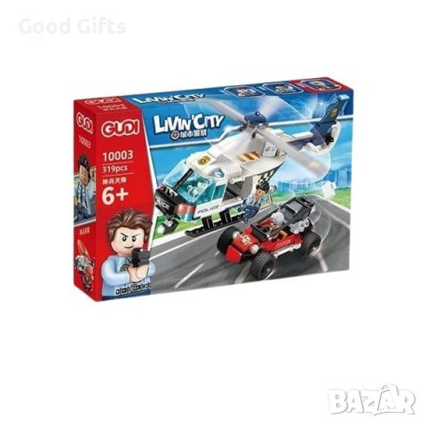 Конструктор Градска полиция Преследване с хеликоптер, 319 части, снимка 3 - Конструктори - 42312330