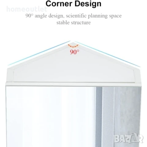 Ъглов шкаф за баня със стенен монтаж и компактен размер CLIPOP WFBS-BC0162WH, снимка 5 - Шкафове - 50656282