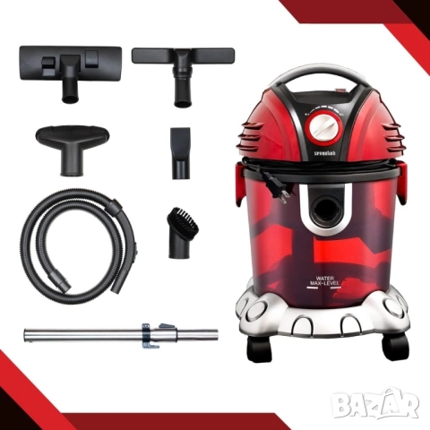 Прахосмукачка с воден филтър Voltz, 1200W-1400W, 15л., Червена, снимка 4 - Прахосмукачки - 51973774